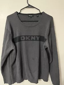 DKNY Logo Sweater Long Sleeve Crewneck Ribbed Pullover Men`s XXL - Picture 1 of 5