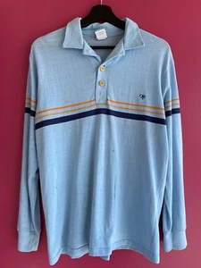 Vintage 80s Ocean Pacific Longsleeve Button Shirt Stripe Sz Large Light Blue USA - Picture 1 of 4
