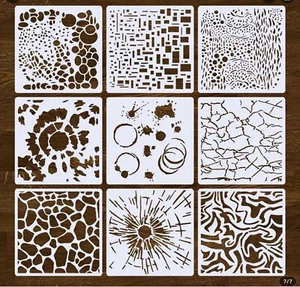 Schablonen Textur Stein Tie Dye Tintenklecks Crackle NEU Set 9 6 x 6 Zoll #0457 - Bild 1 von 2