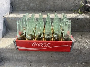 VTG OLD 1970 COKE COCA COLA Wooden Soda Crate Carrier Wood Box Case W/ Bottles - Picture 1 of 6