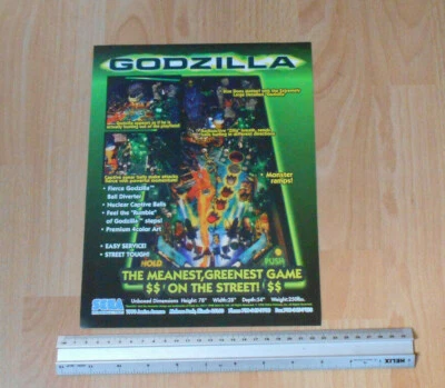 Sega Godzilla Pinball Advert Flyer - Image 1 of 2