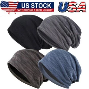 Lightweight Slouchy Beanie for Men Women, Oversize Thin Cotton Skull Cap Chemo - Picture 1 of 10