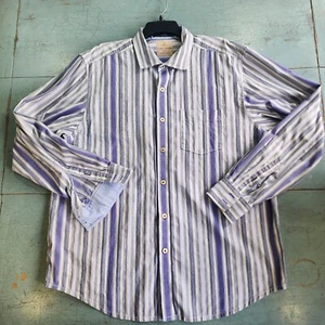 Tommy Bahama Jeans Mens Shirt XL Purple White Striped Button Long Sleeve - Picture 1 of 7
