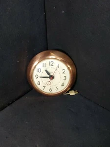 mcm sears clock 7254 Wall Mounted 8"across Copper Tone Metal - Picture 1 of 9