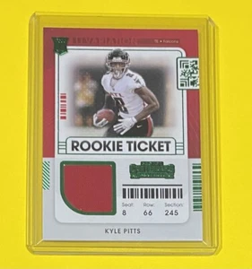 2021 Contenders Kyle Pitts ROOKIE TICKET SWATCHES VARIATION GREEN SP #RSV-KPI RC - Picture 1 of 3
