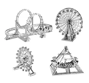 Metal Models Fairground Rides Roller Coaster Ferris 3D Metal Model DIY Kits Gift - Picture 1 of 28