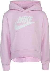 Nike Girls Club Fleece Hi Low Hoodie Pullover (Little Kids) in Pink Foam Size 4 - Picture 1 of 8