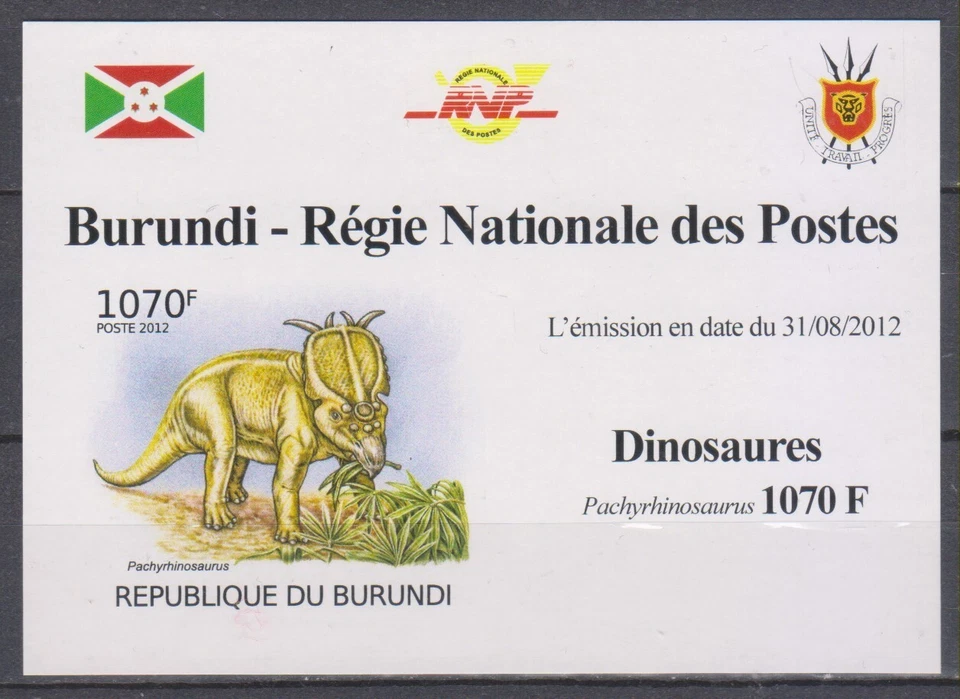 Timbres sur les Dinosaures - Feuillet de timbres neufs ** ND du Burundi de 2012 - Photo 1/1