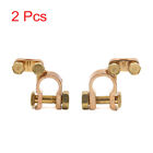 2pcs Gold Tone Battery Terminal Clamp Clips Connector Positive Negative For Car