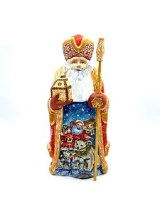 Madera tallada Santa Claus #0051 12.2 "Altura tallada a mano Decoración de San Nicolás - Imagen 1 de 9