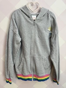 hanna andersson Girls Rainbow Full Zip Hoodie Heather Grey Size 140cm/10 - Picture 1 of 7