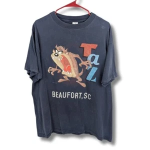 Vintage 90's Taz Looney Tunes Beaufort, SC Faded Blue T-Shirt Size XL - Picture 1 of 7