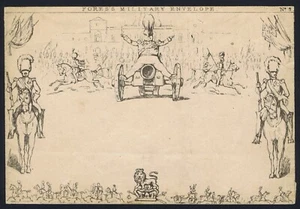 1840 Fores No 9 Military Fine unbenutzt seltene original Mulready Karikatur - Bild 1 von 2