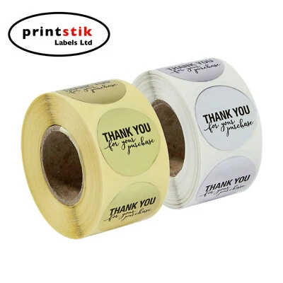 Thank You Stickers For Your Purchase Shiny Labels Gold Silver Round 10-500