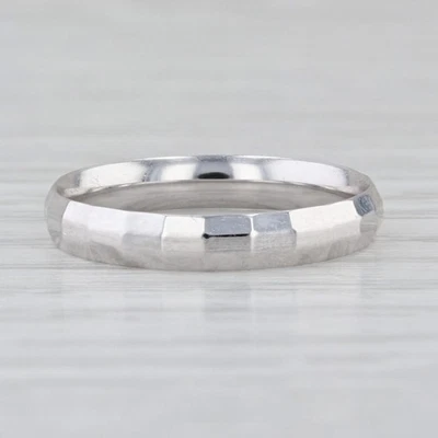 Beveled Band Ring 14k White Gold Size 5 Stackable Wedding Band - Image 1 of 4