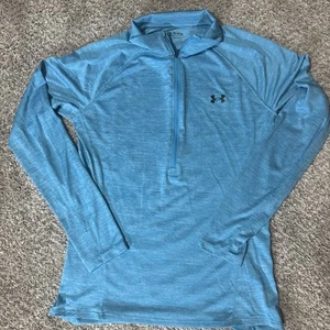 Under Armour Shirt Women’s Size Medium Heat Gear Loose Fit Light Blue Running - Picture 1 of 8