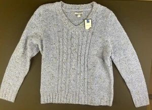 Grand pull col V bleu avec taches marron Croft & Barrow neuf avec étiquette - Photo 1/7