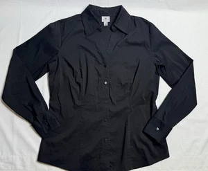 Worthington Women’s Stretch Modern Fit Black Button Down Shirt Sz:12T - Picture 1 of 8