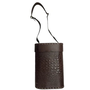 Emejota South American Brown Croc-Embossed Leather Matera Yerba Mate Bag - Bild 1 von 5
