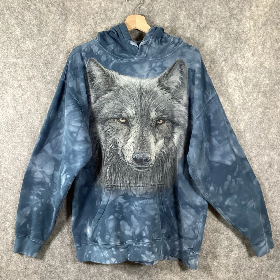 The Mountain Wolf Warrior Hoodie Tie Dyed Graphic Pullover Large Kangaroo Pocket - Image 1 of 4