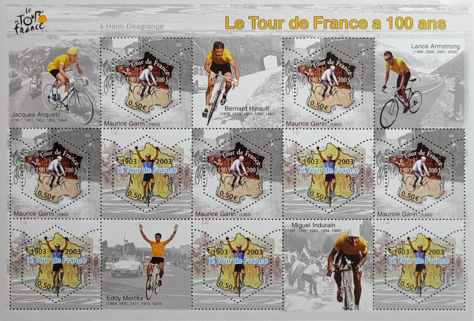 法国 2003 块邮票 59 Tour De France 自行车运动全新全新邮票 — 第 1/1 张图片