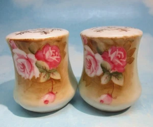 VTG Lefton Porcelain TO A WILD ROSE salt & pepper shakers ORIGINAL LABEL unused - Picture 1 of 4