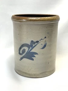Stoneware Crock Antique w Cobalt Decoration 1 Gallon, Hand Made - Picture 1 of 10