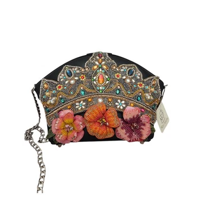 Mary Frances Princess Crown NWT Beaded 3D Floral Crystal Crossbody Evening Bag - Image 1 of 4