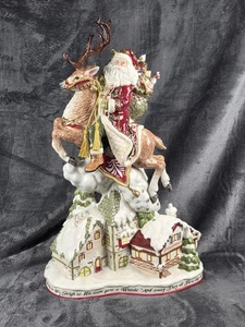 Fitz and Floyd St. Nick Santa Montando Reno Grande Estatuilla de Navidad con Caja - Imagen 1 de 11