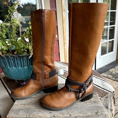 Botas Santana Wellington Mustang de cuero a media pantorrilla para mujer talla 6 arnés occidental Foto 1 de 4