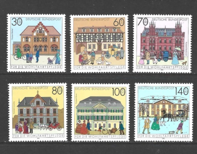 Germany 1991 Humanitarian Relief Fund Postal Buildings Mint MH Set - Image 1 of 1