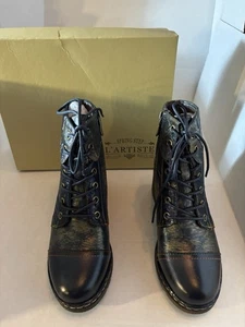 L’Artiste by Spring Step Fallinluv Leather Lace-Up Boots –Navy Multi Sz 6. 054 - Picture 1 of 7