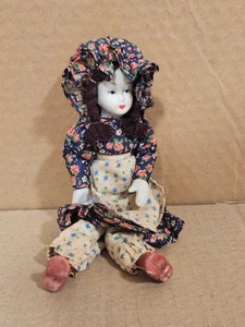 Vintage Styled 8.5" Porcelain Doll w/Flower Dress - Picture 1 of 4