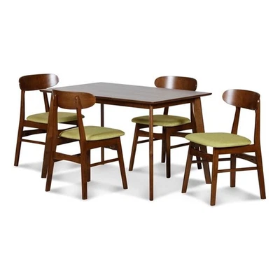 Juego de comedor de madera moderno de mediados de siglo de 5 piezas Pemberly Row en verde Foto 1 de 4