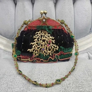 Mary Frances Holiday Jeweled Christmas Tree Purse Beaded Velvet Handbag - Picture 1 of 7