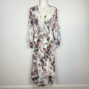 Sheike women's floral V-neck jumpsuit wide leg 3/4 length open back Size 10 - Picture 1 of 15