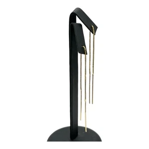 9ct 9k Yellow Gold Box Link Drop Dangle Threader Earrings 1.23 Grams. Brand New - Picture 1 of 7