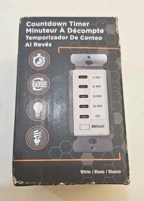 Woods Pro 59008 Temporizador Digital de Cuenta Regresiva en Pared 60 Minutos Blanco Foto 1 de 4