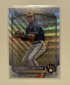2025 Bowman Luis Pena 1st Prospect Chrome Wave Refractor /350 Brewers #BCP-38 - Picture 1 of 2