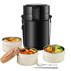 82oz Thermo Container For Hot Food, 3 Tier Wide Mouth Insulated Stackable Foo... - Picture 1 of 6