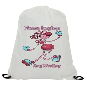 PERSONALISED MOMMY LONG LEGS SUBLIMATION GYM SWIMMING PE DRAWSTRING BAG - Picture 1 of 1