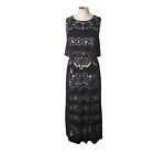 Erin Erin Fetherston Dress Gown Size 8 Long Formal Lace Sleeveless Maxi Black