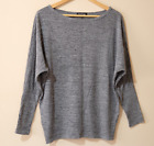 SUVIMUGA Long Dolman Sleeve Grey Pullover Knit Top - Women's M #p99-17