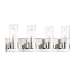 Minka Lavery Vernon Place 4 Light Bath Vanity, Chrome/Clear Ribbed - 5894-77 - Picture 1 of 1