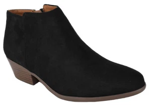 Soda Women Small Short Heels Ankle Boots Side Zipper Booties Black Suede MUG-S - Picture 1 of 3
