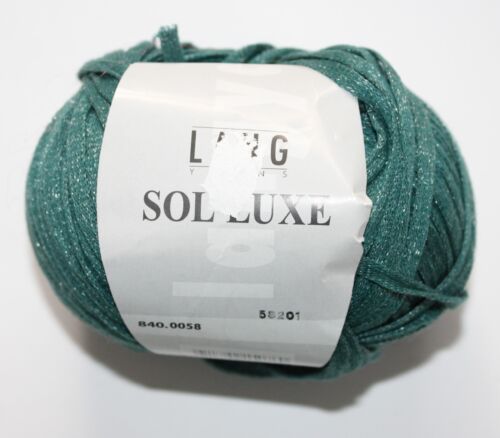 Lang Yarns Sol LUXE 78 % Baumwolle 22 % Polyester Farbe 840,0058 grün blaugrün 50 g, 100 m