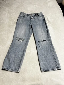 Womens Express Jeans Short Straight Ankle High Rise Distressed Light Wash Size 8 - Picture 1 of 8