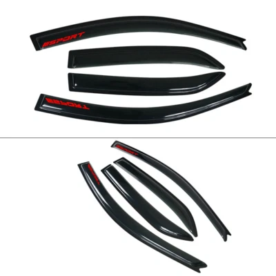 Fits 02-07 Mitsubishi Lancer Sedan Window Visors Smoke Guard Shade w/ Sport Red - Image 1 of 4