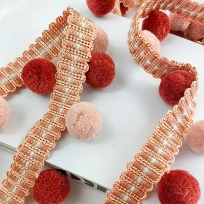 1M DIY Pom Pom Trim Ribbon Ball Tassel Fringe Sewing Curtain Crafts Sewing Decor - Image 1 of 4