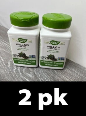 2 peças Nature's Way casca de salgueiro 800mg alívio da dor 100ct cada validade 27/09 d30 - Imagem 1 de 4